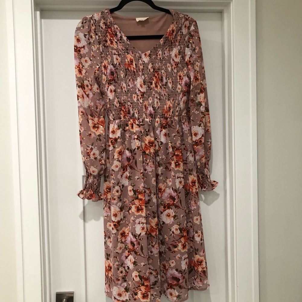 Orange creek midi floral dress